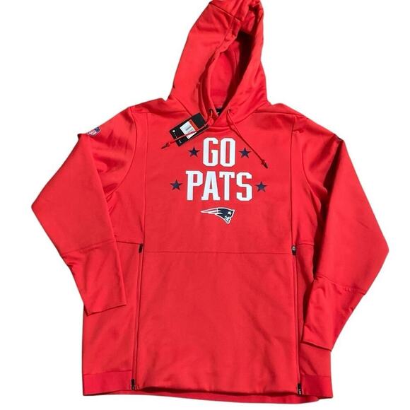 NWT * NIKE New England Patriots Red Sideline Local Lockup Pullover Hoodie- $125. - Picture 4 of 15